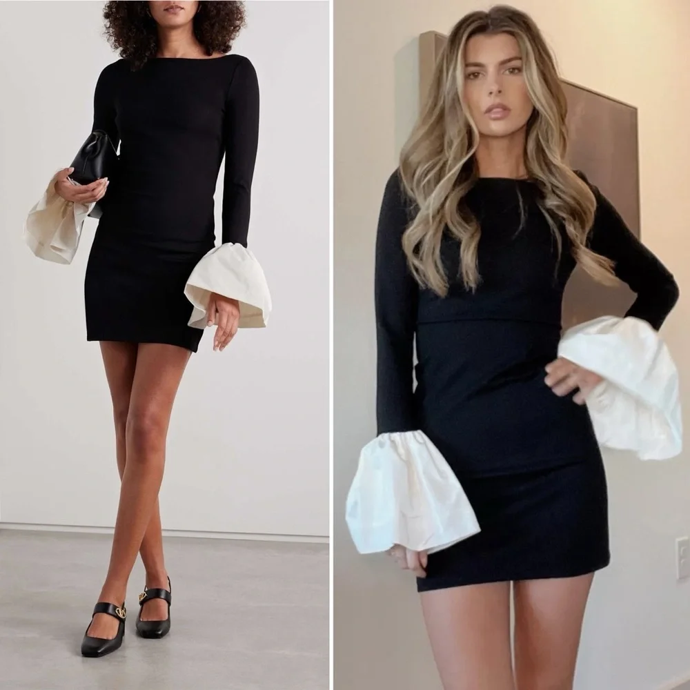 NWT Staud Hawthorne Dress Black & Ivory Size Small - Picture 16 of 17